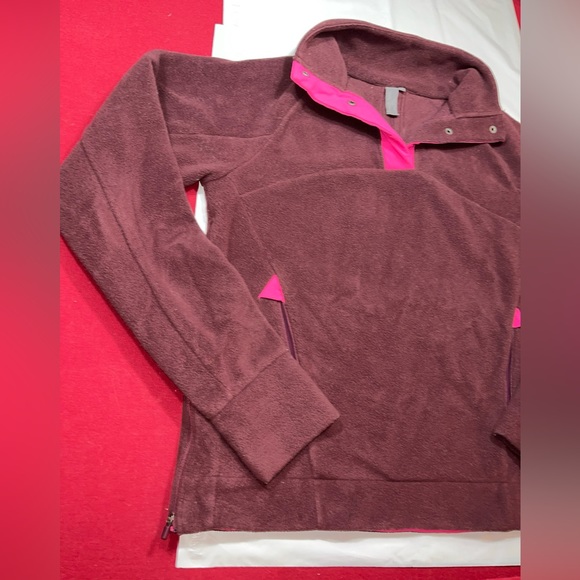 SWEATY BETTY Sweatshirt Altitude Thermal Half SNAP Plum Red Side Zippers Pockets - Picture 6 of 16
